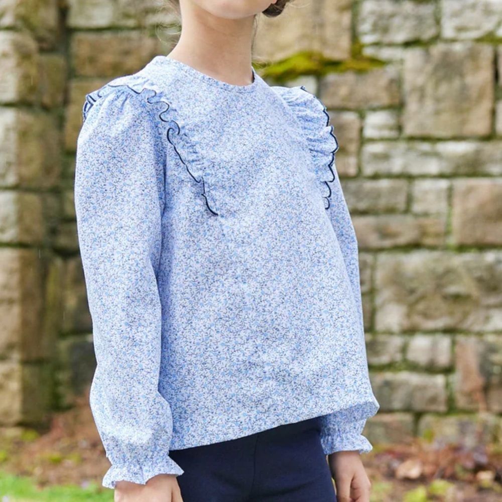 Little English Flutter Blouse - Blue Vinings